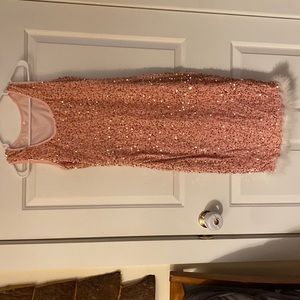 Sequined plush stitching pink dress in medium. Brand new!